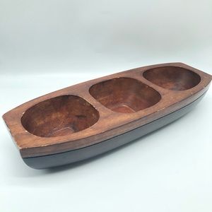 Mid-Century Divided Wooden Bowl